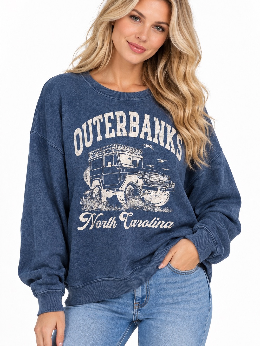 Altar’d State Size XL Outerbanks North Carolina Graphic Sweatshirt - Blue